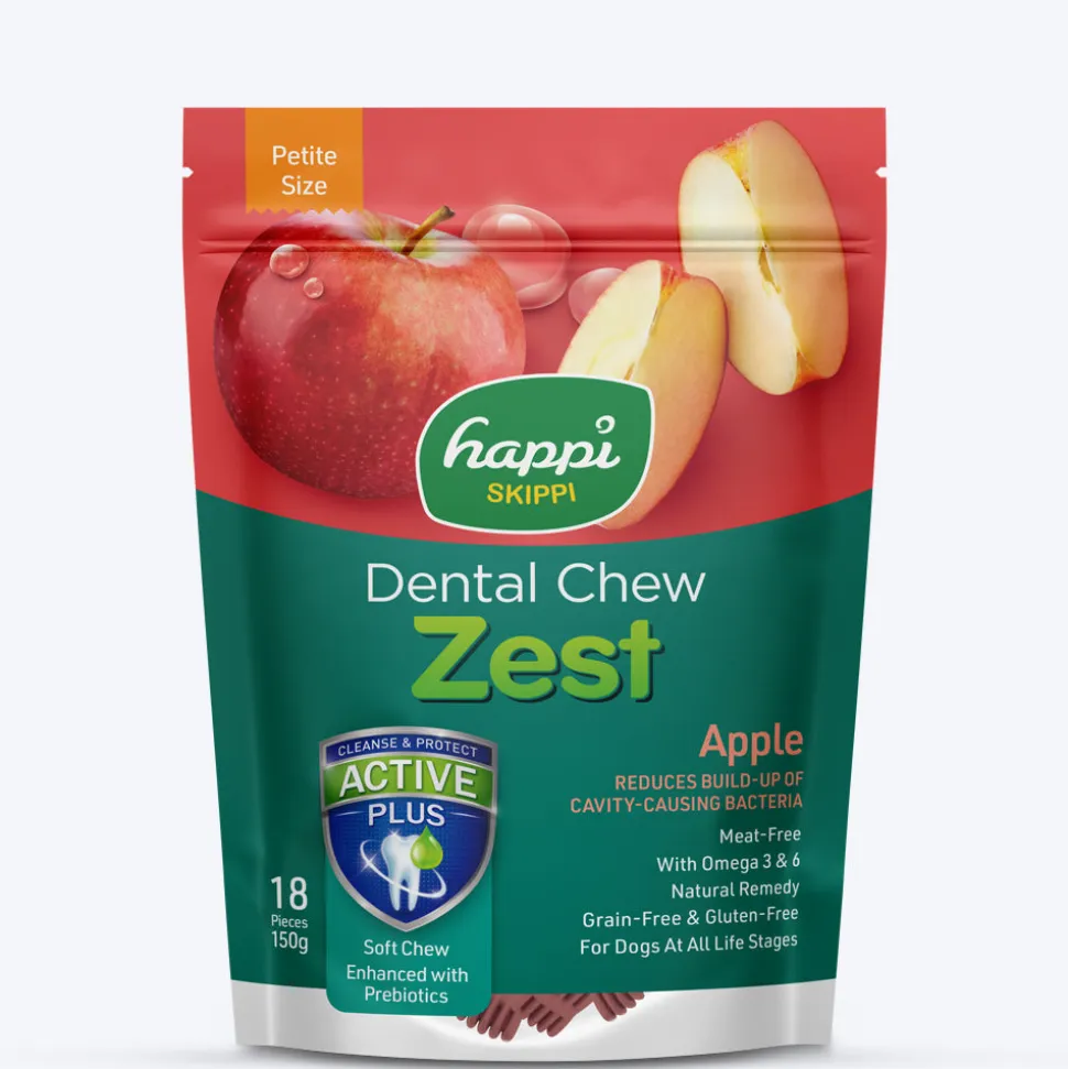 Happi Skippi Petite Zest Dental Chews: Apple & Strawberry Treat Combo For Dog - 2.5 inch - (2 x 150g)