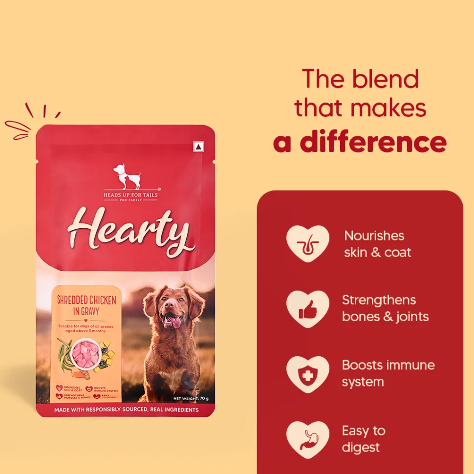 Hearty Shredded Chicken & Pumpkin in Gravy Wet Dog Food - Pack of 15 (70 gm each)