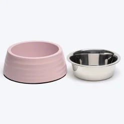 HUFT Breezy Basics Wave Embossed Melamine Bowl For Dog - Peach