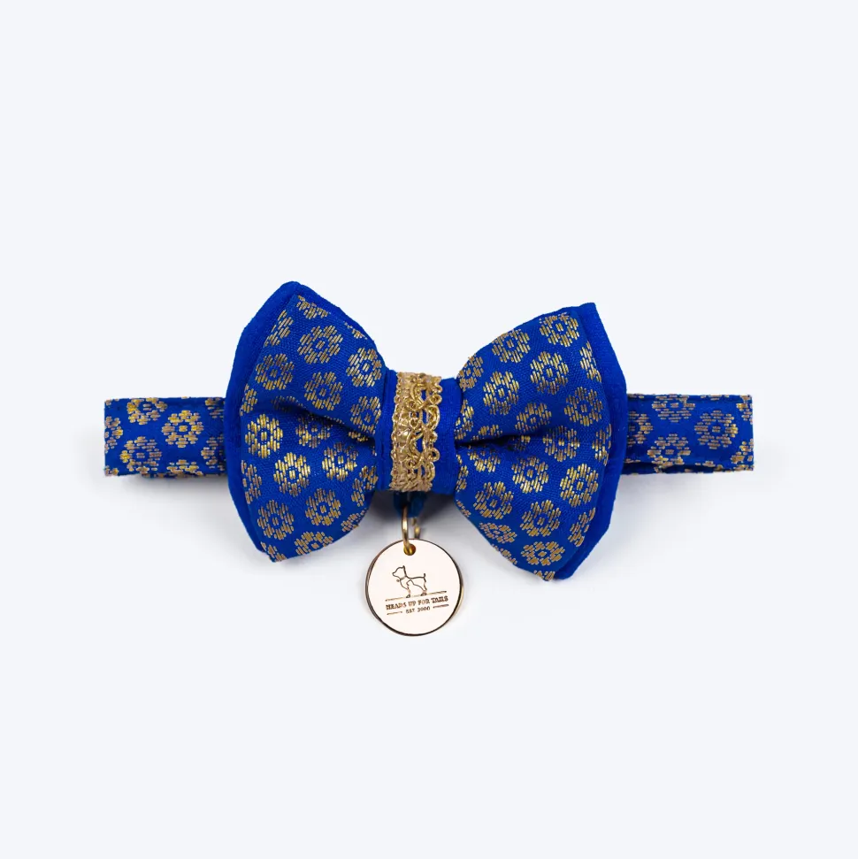 HUFT Brocade Dazzle Bow Tie With Strap For Cat - Blue