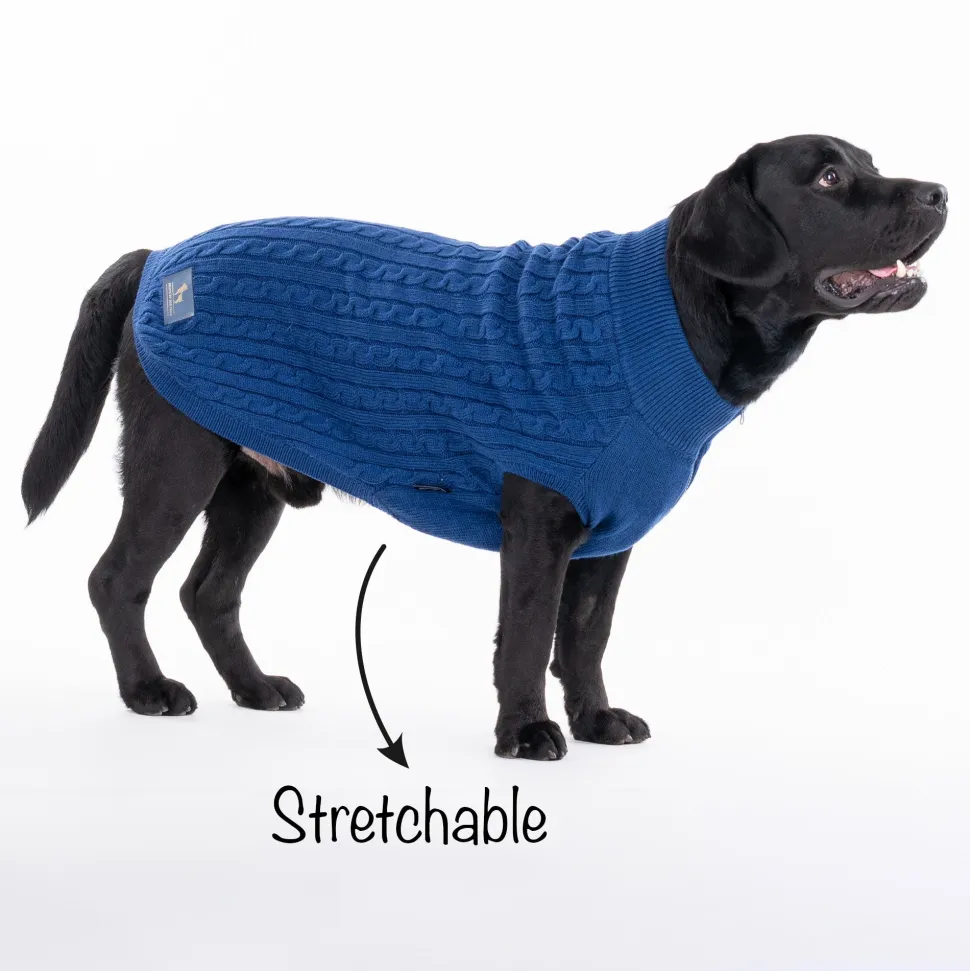 HUFT Cable Knit Dog Sweater - Lazuli Blue