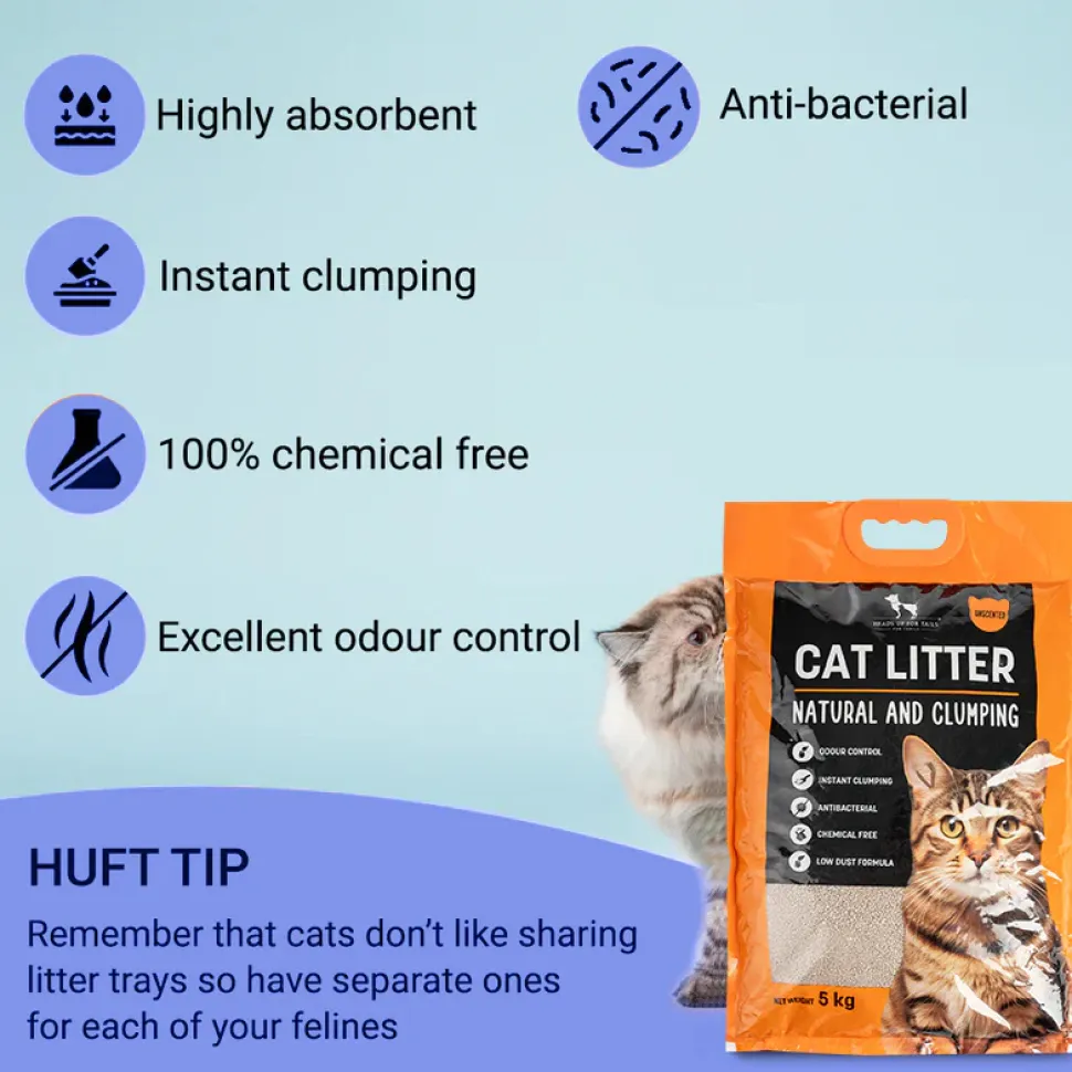 HUFT Cat Litter (Natural & Clumping) - Unscented - 5 kg