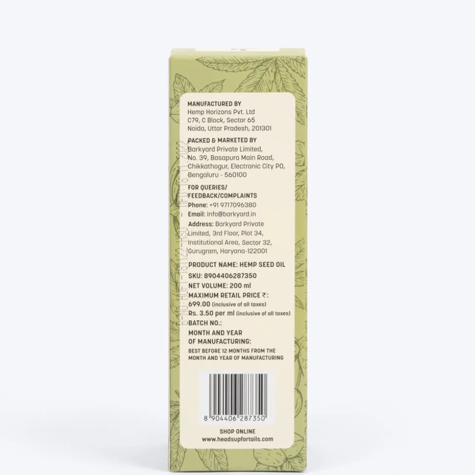 HUFT Cold Pressed Hemp Seed Oil For Dogs and Cats - 200 ml