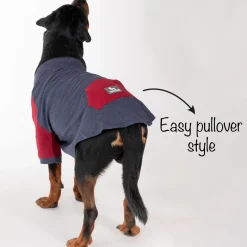HUFT Colour Block Pocket Pet Sweatshirt - Blue Melange and Red