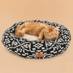 HUFT Dreamy Donut Bed For Cat & Puppy - Black & White