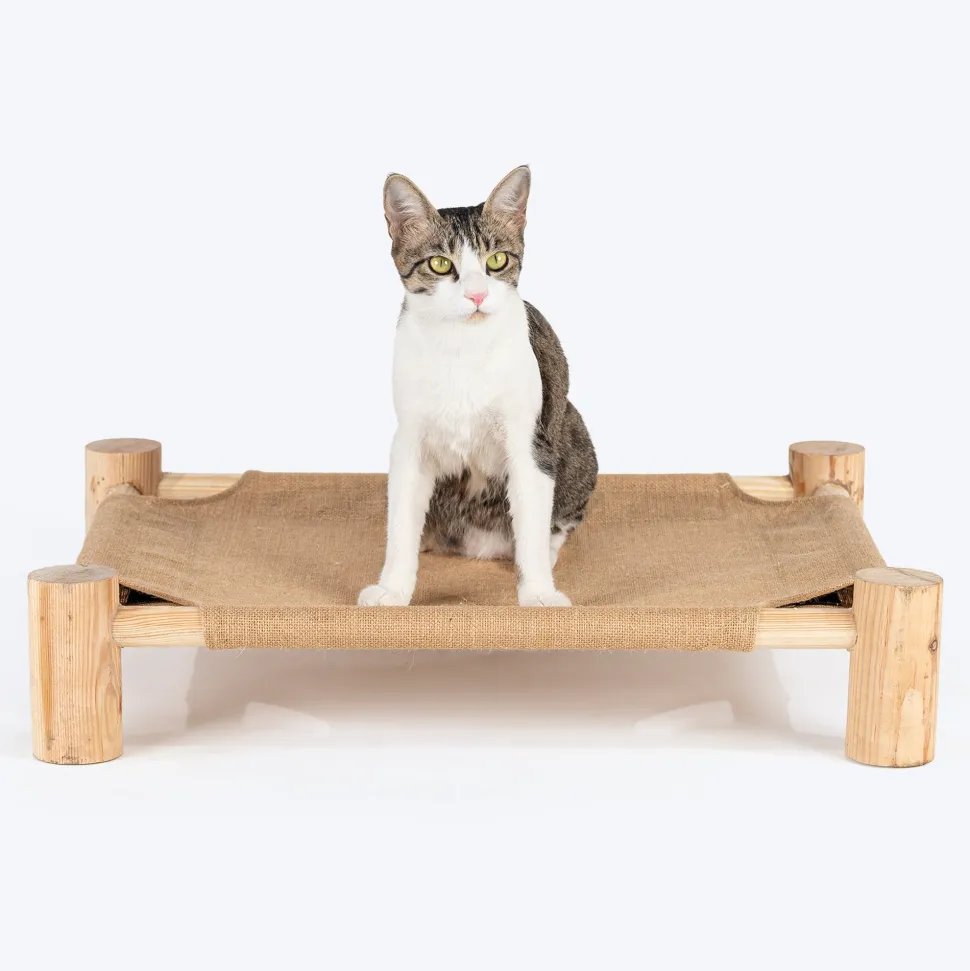 HUFT Elevated Cot Bed For Cat - Brown