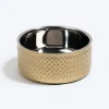 HUFT Golden Dazzle Embossed Steel Bowl For Dog - Gold