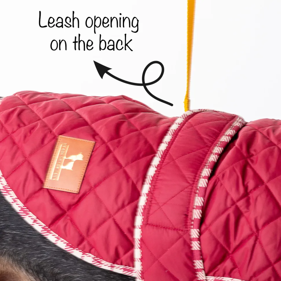 HUFT Grrberry Quilted Dog Jacket- Burnt Red