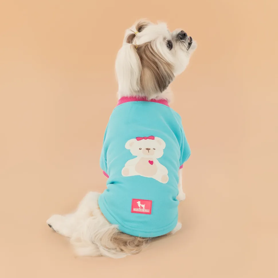 HUFT Happy Teddy Sweatshirt For Small Dog - Turquoise Blue