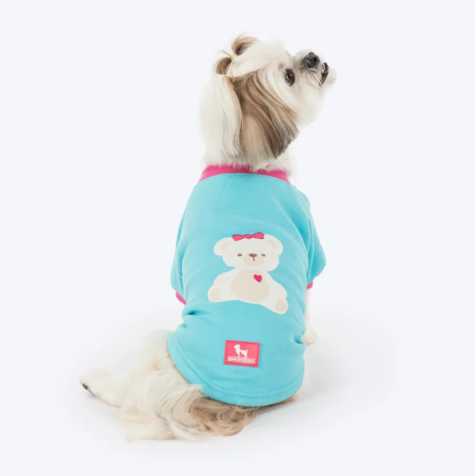 HUFT Happy Teddy Sweatshirt For Small Dog - Turquoise Blue