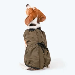 HUFT Inside Out Reversible Dog Jacket - Olive Green/Red