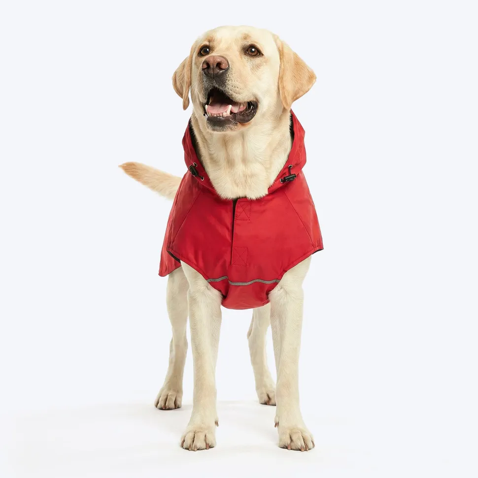 HUFT Monsoon Mate Easywear Raincoat For Dog - Red