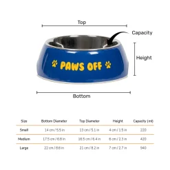HUFT Paws Off Printed Melamine Bowl for Dogs - Blue
