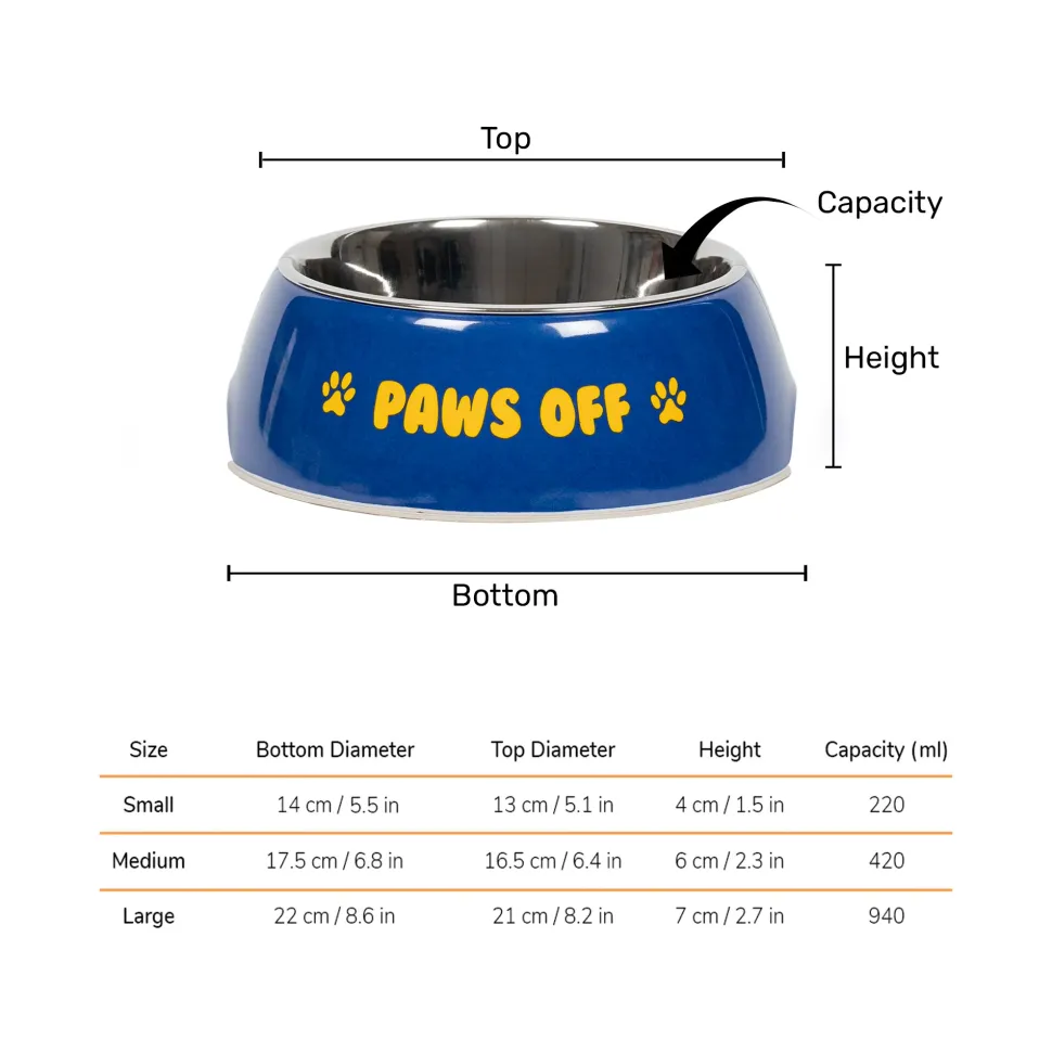 HUFT Paws Off Printed Melamine Bowl for Dogs - Blue