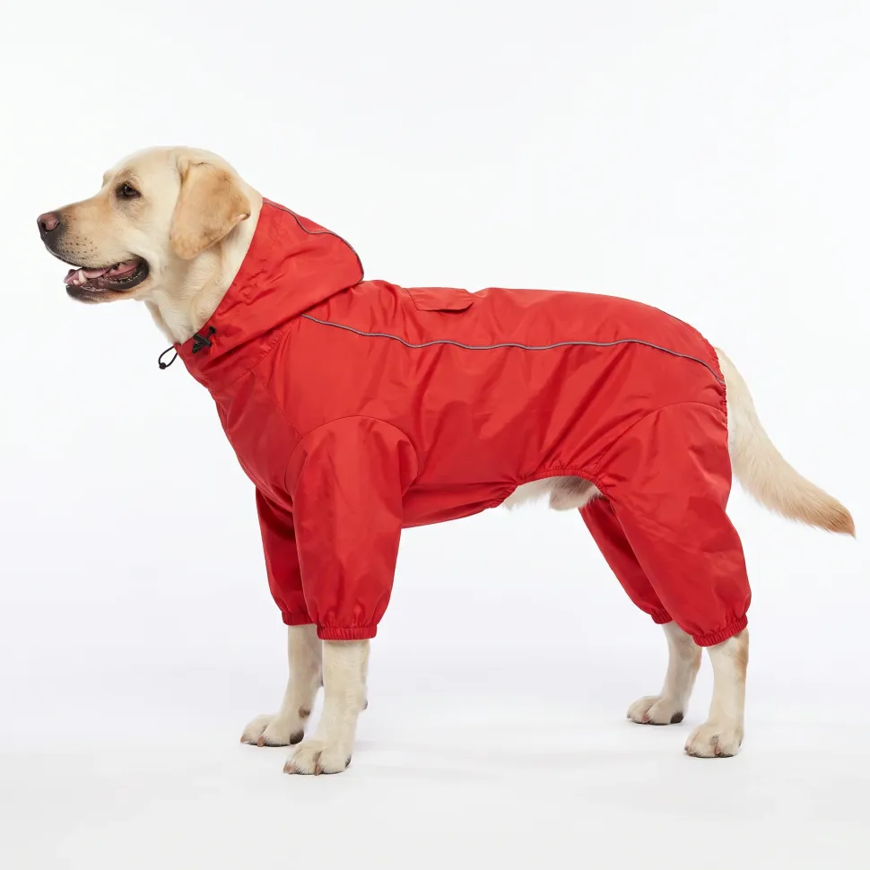HUFT Puddle Jumper Full Coverage Raincoat For Dog - Red