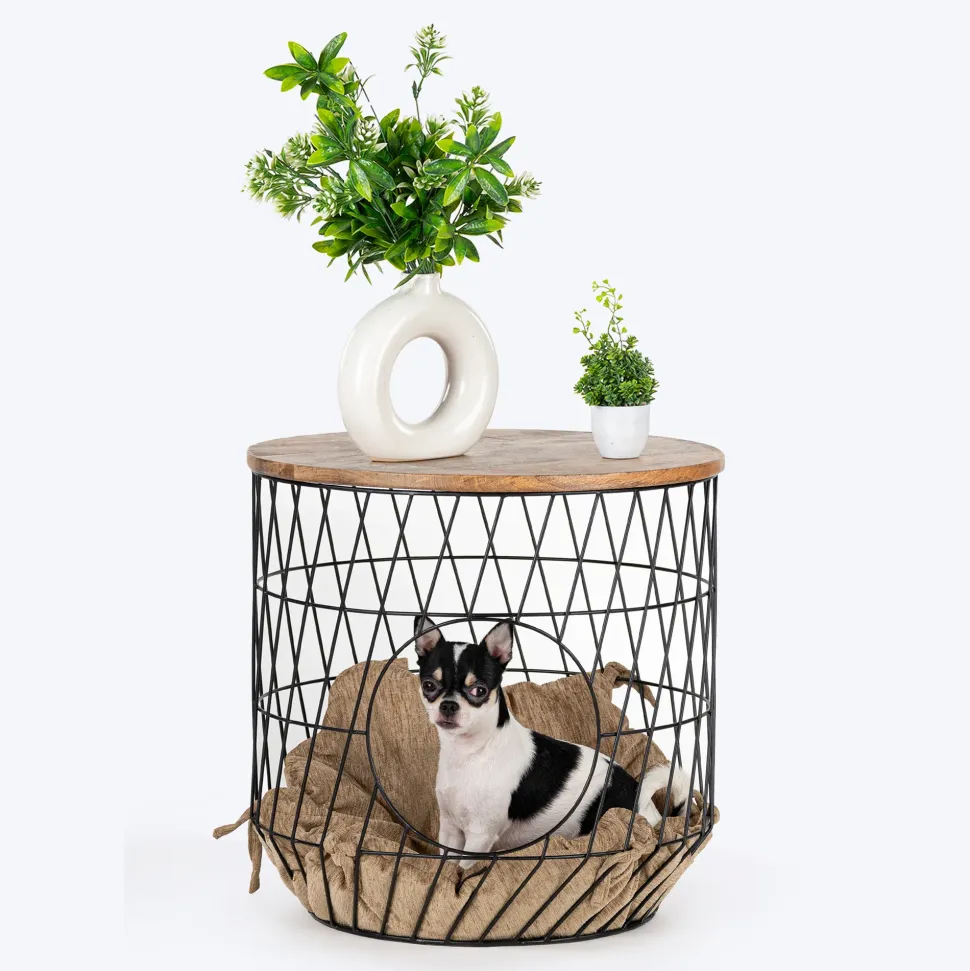 HUFT Purrfect Hideaway Multifunctional Table With Bedding For Cat - Brown