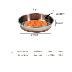 HUFT Quintessential Slow Feeder Steel Bowl For Cat - Orange