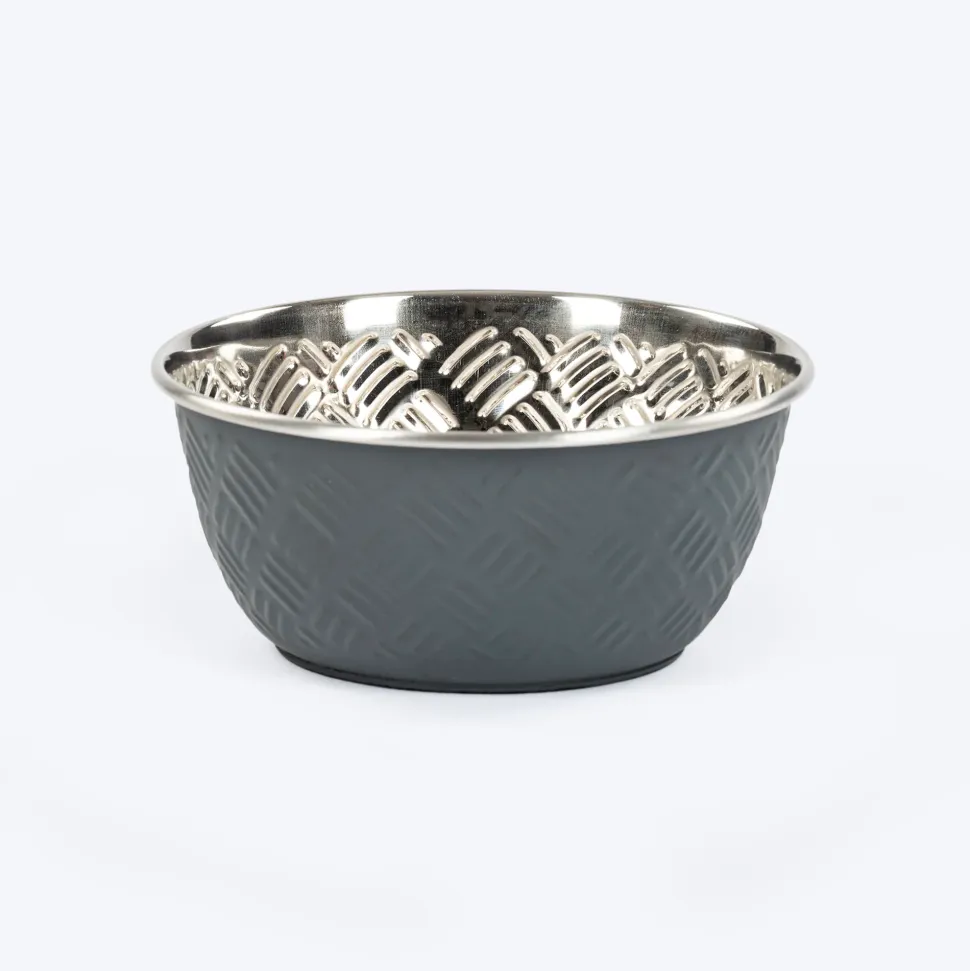 HUFT Sniff N' Snack Embossed Steel Bowl For Dogs - Grey