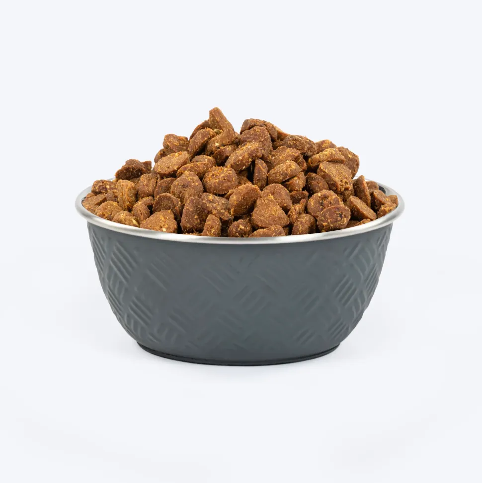 HUFT Sniff N' Snack Embossed Steel Bowl For Dogs - Grey