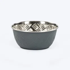 HUFT Sniff N' Snack Embossed Steel Bowl For Dogs - Grey
