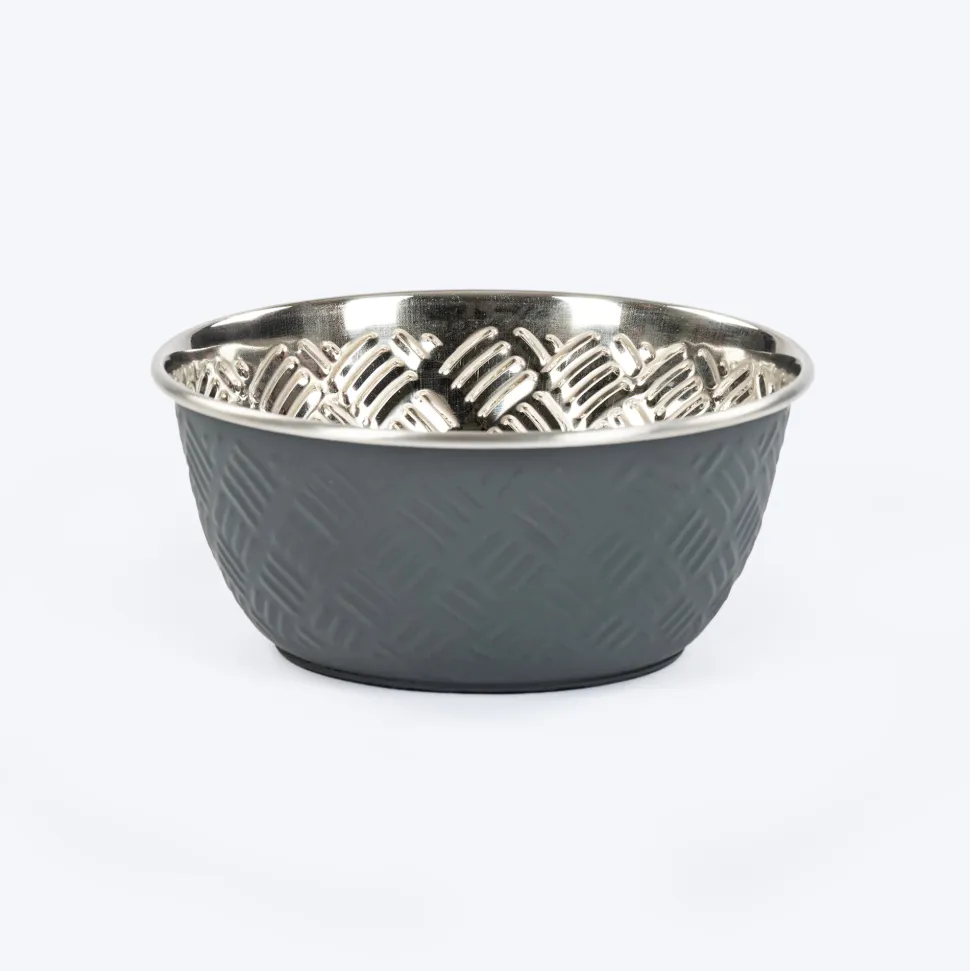 HUFT Sniff N' Snack Embossed Steel Bowl For Dogs - Grey