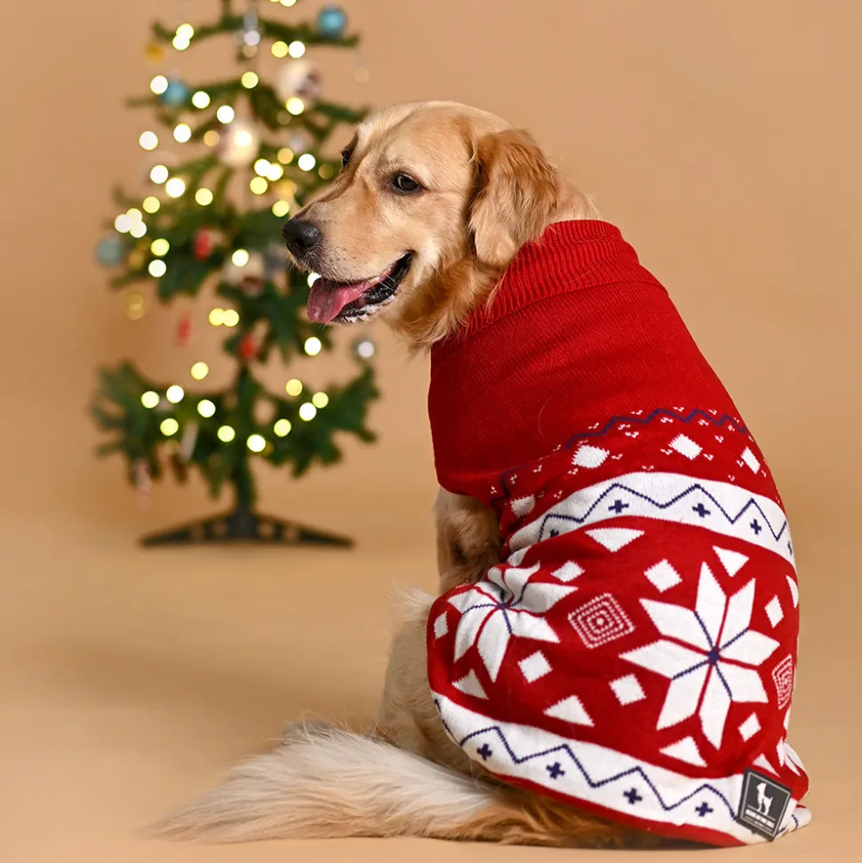 HUFT Snowflake Dog Sweater - Red