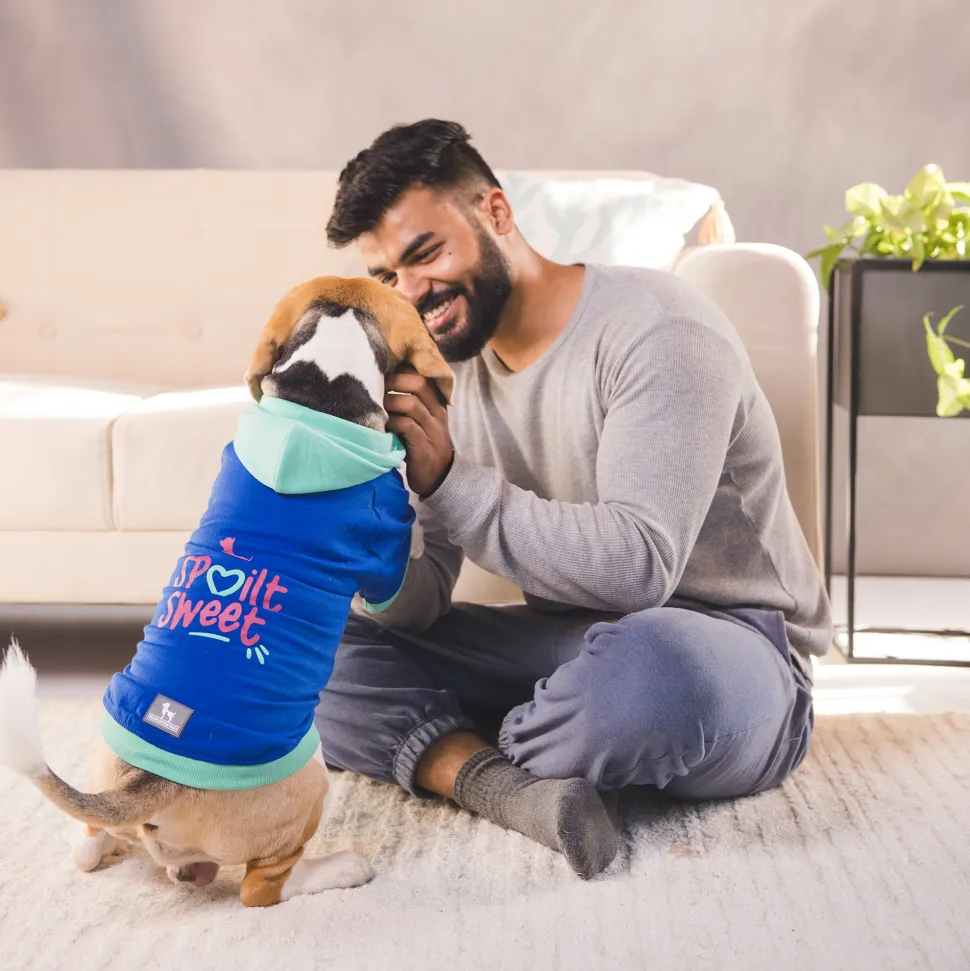 HUFT Spoilt Sweet Colour Block Hoodie Pet Sweatshirt - Navy Blue