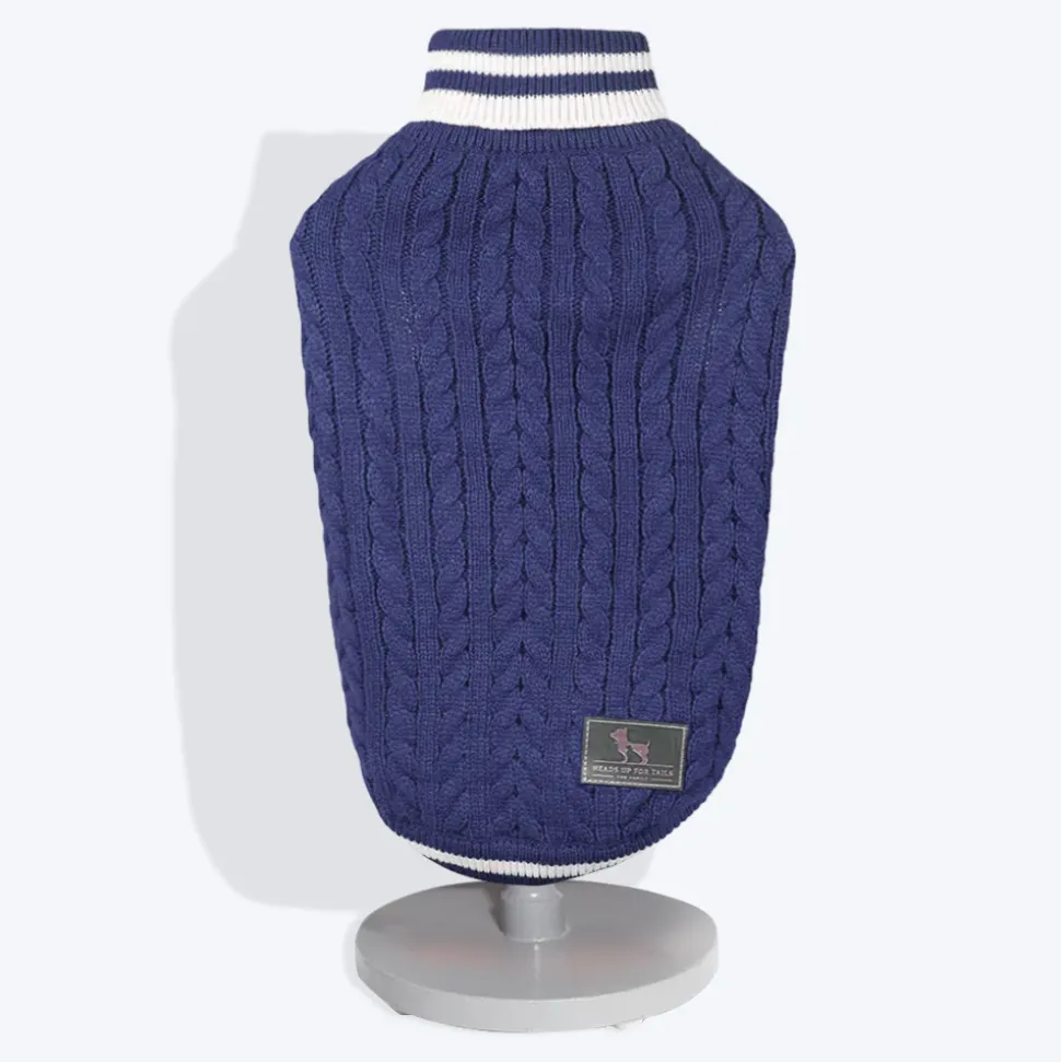 HUFT Striped Cable Knit Cat Sweater - Navy