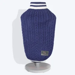 HUFT Striped Cable Knit Dog Sweater - Navy