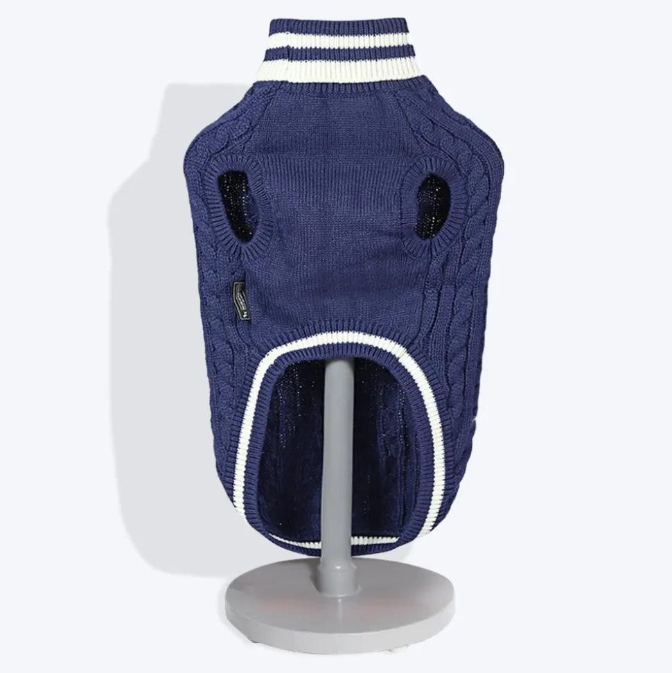 HUFT Striped Cable Knit Dog Sweater - Navy
