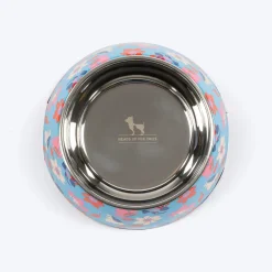 HUFT Summer Bloom Printed Melamine Bowl With Steel Insert For Dog - Blue