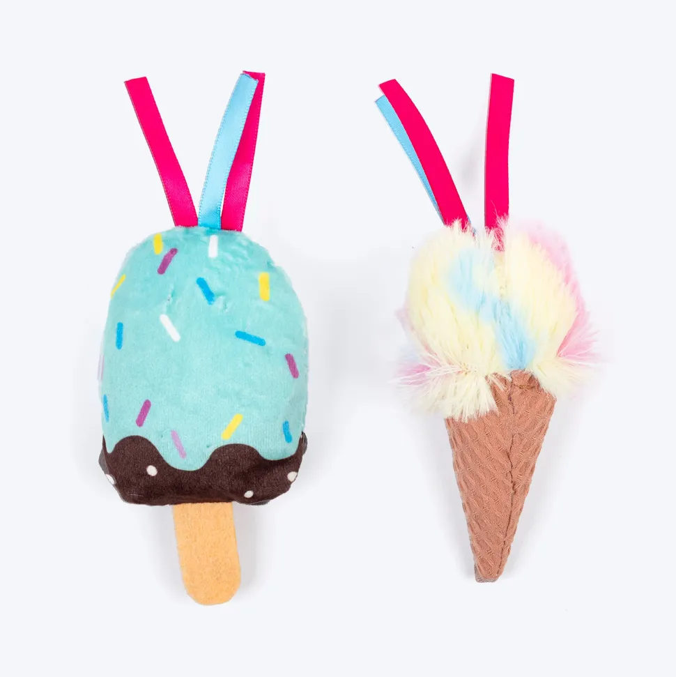 HUFT Sundae Smiles Plush Toys For Cat - Pack of 2