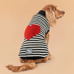 HUFT Sweetheart Stripe Sweater For Dog - Black & White