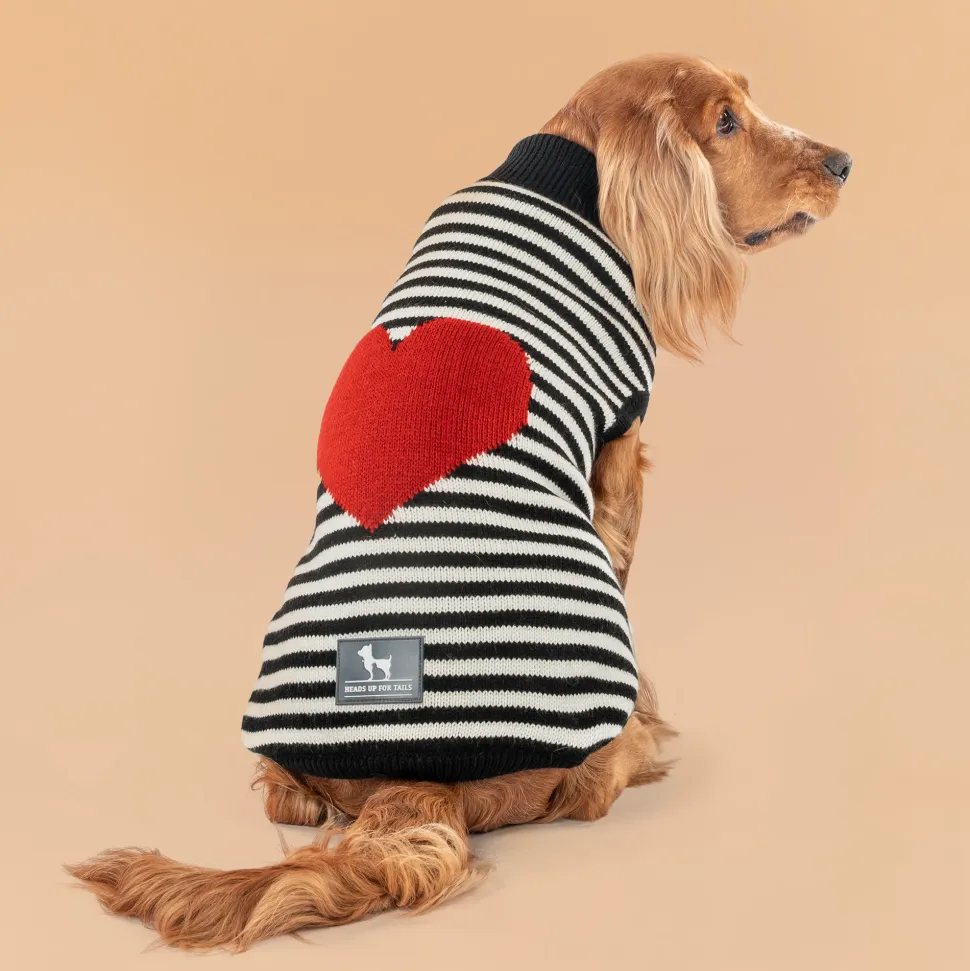 HUFT Sweetheart Stripe Sweater For Dog - Black & White