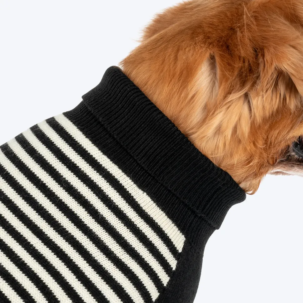 HUFT Sweetheart Stripe Sweater For Dog - Black & White