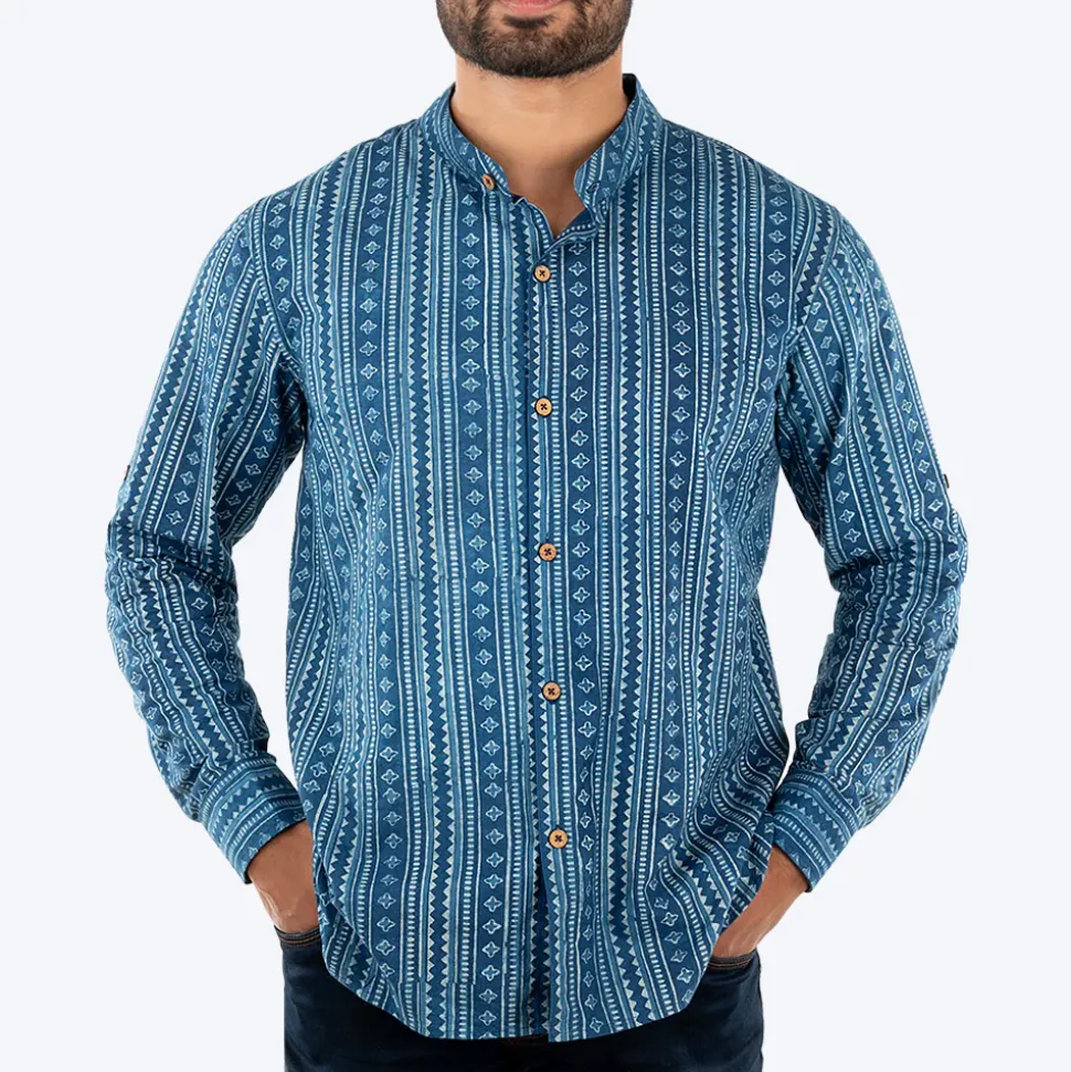 HUFT The Indian Collective Pankti Human Shirt - Indigo