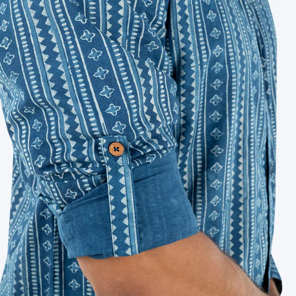 HUFT The Indian Collective Pankti Human Shirt - Indigo