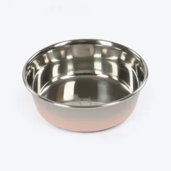 HUFT Tiny Tails Printed Steel Bowl For Puppy - Pink & Grey
