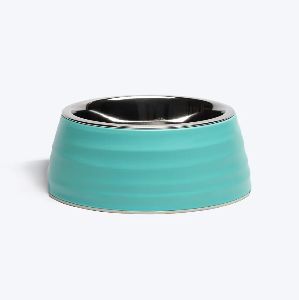 HUFT Waves Embossed Melamine Bowl For Dogs - Aqua