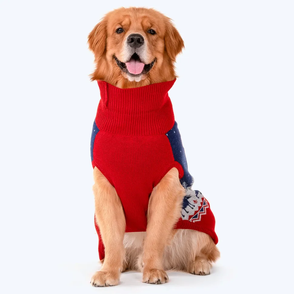 HUFT Winter Miracle Sweater For Dogs - Red & Blue