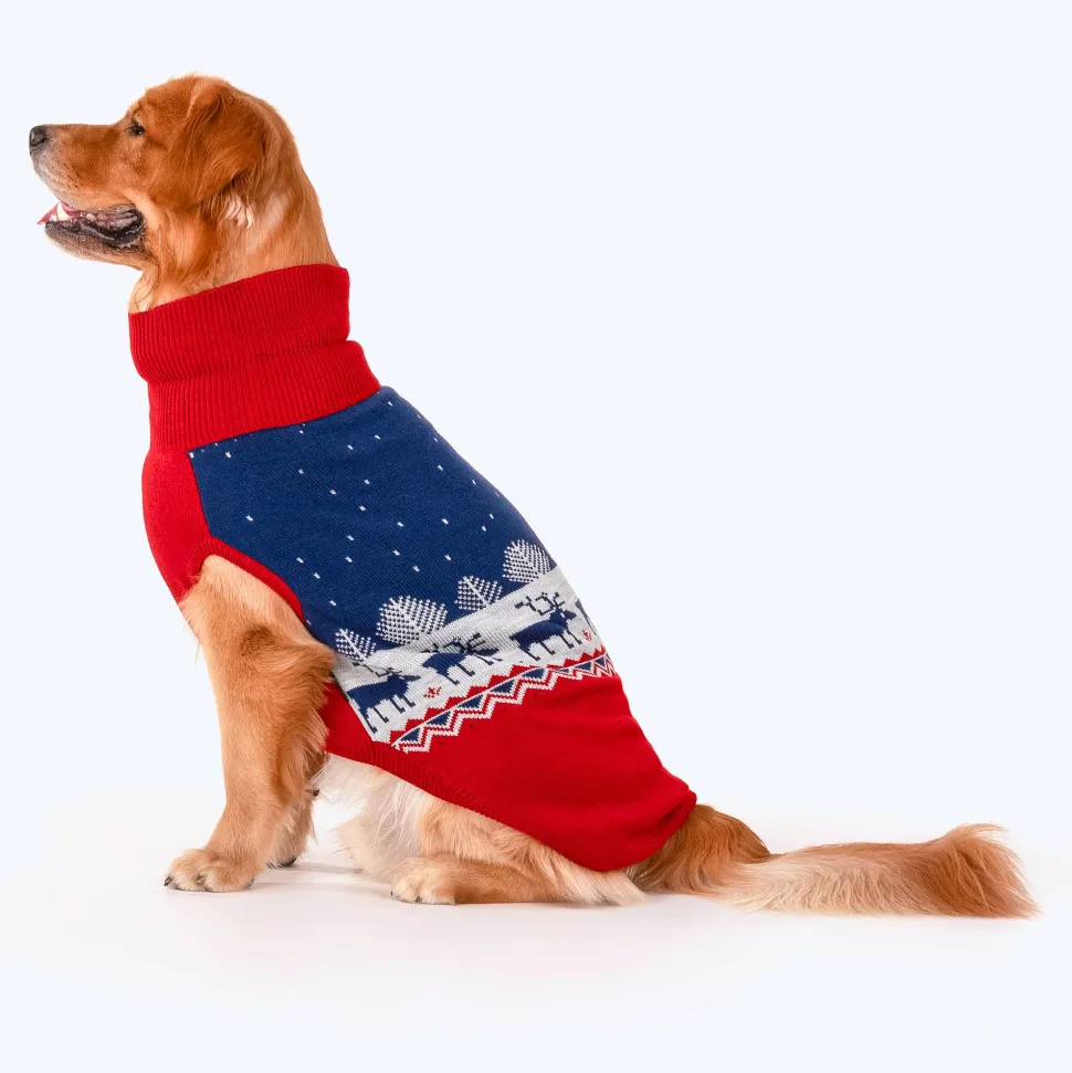HUFT Winter Miracle Sweater For Dogs - Red & Blue