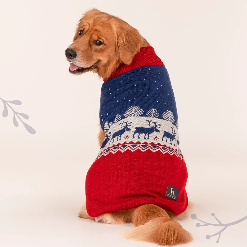 HUFT Winter Miracle Sweater For Dogs - Red & Blue