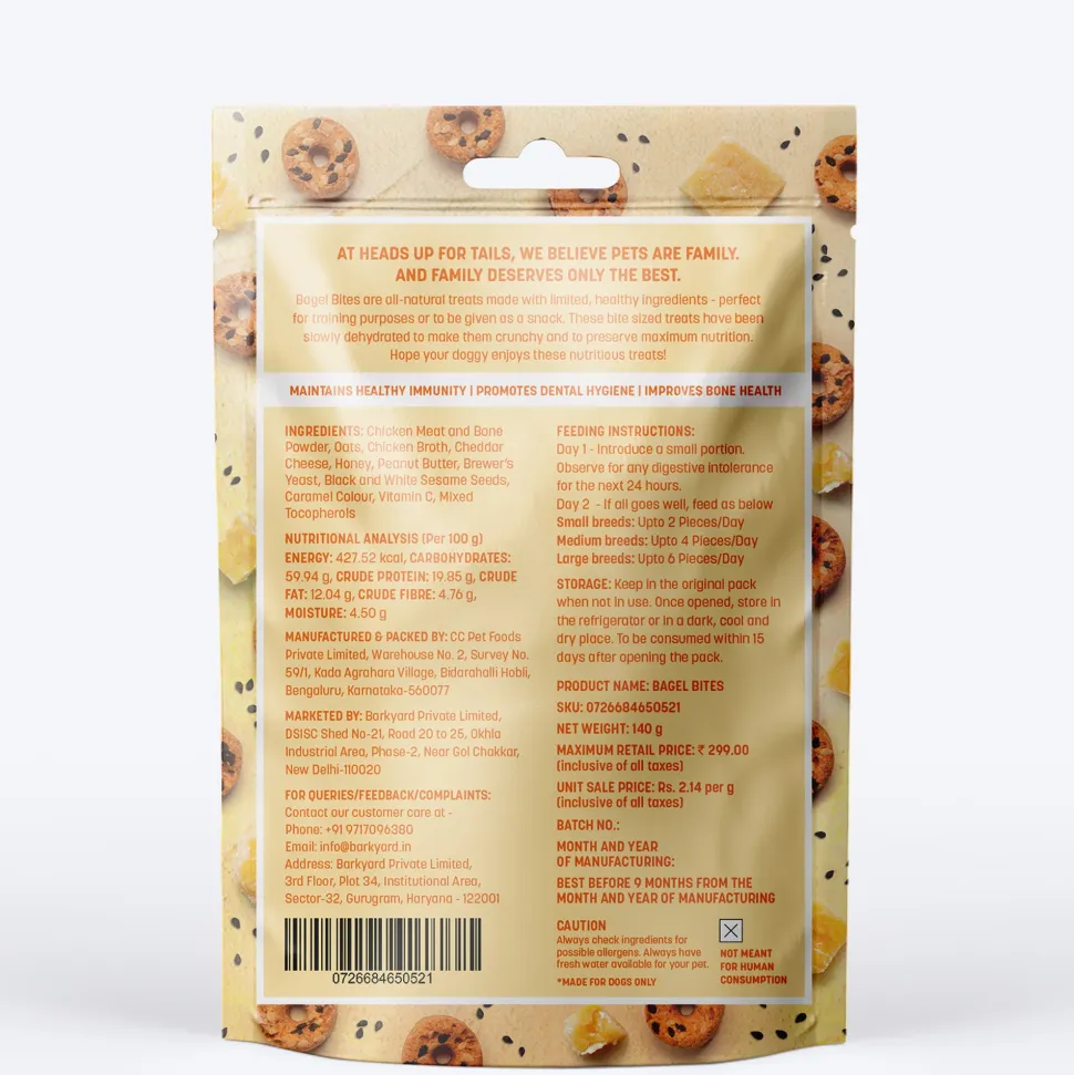 HUFT Bagel Bites Made With Real Chicken & Cheese Treat For Dog - 140 gm