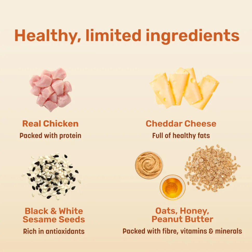 HUFT Bagel Bites Made With Real Chicken & Cheese Treat For Dog - 140 gm