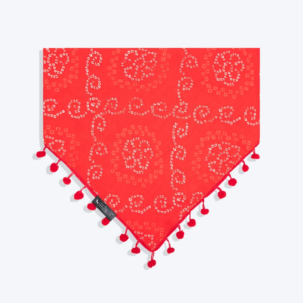 HUFT Bandhani Breeze Knot Bandana For Dog - Red