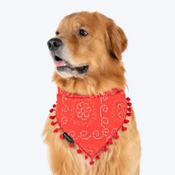 HUFT Bandhani Breeze Knot Bandana For Dog - Red