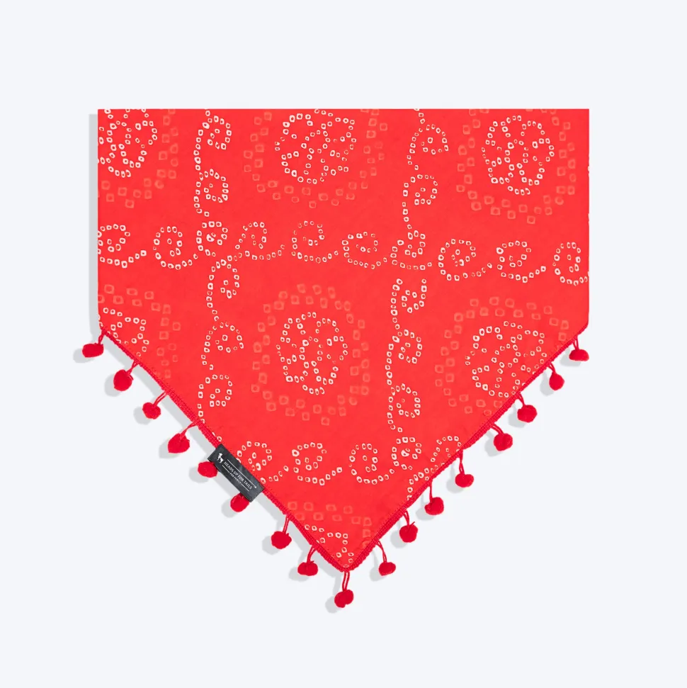 HUFT Bandhani Breeze Knot Bandana For Dog - Red