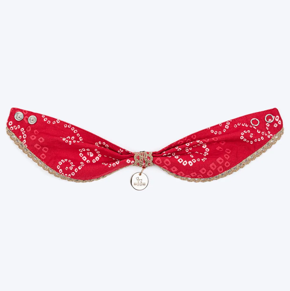 HUFT Bandhani Breeze Scarf For Dog & Cat - Red