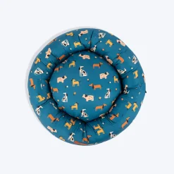 HUFT Bark & Bloom Donut Bed For Dog - Blue