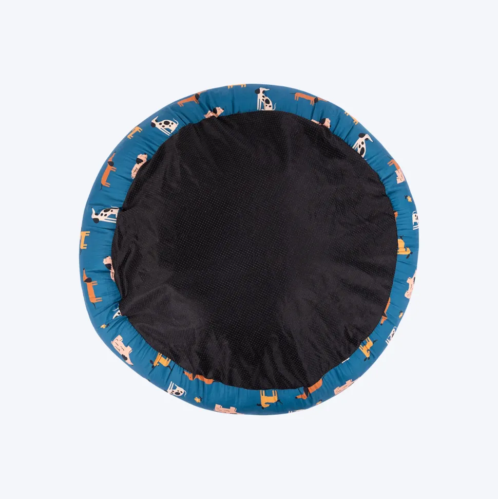 HUFT Bark & Bloom Donut Bed For Dog - Blue